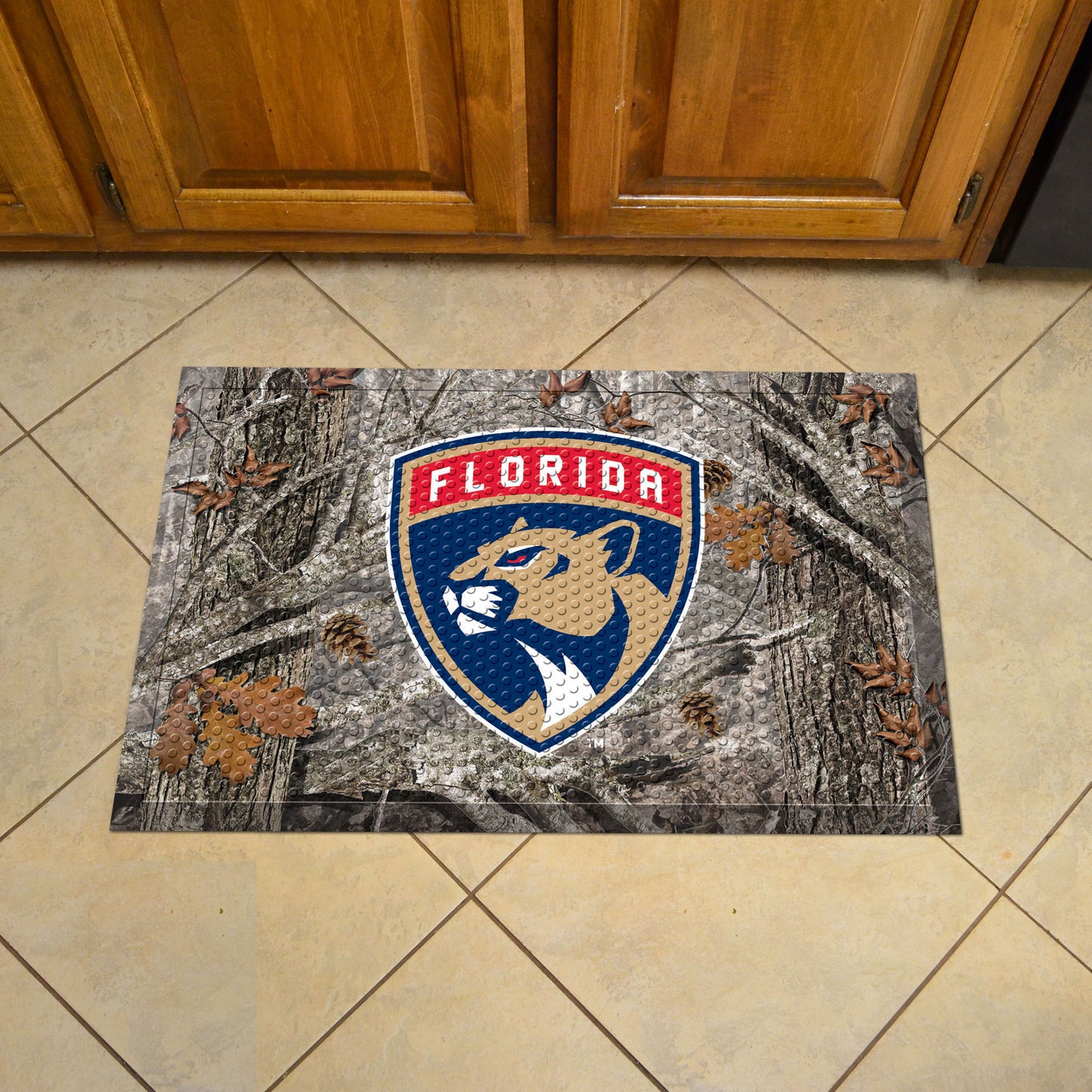 Florida Panthers Rubber Scraper Door Mat, Camo Color