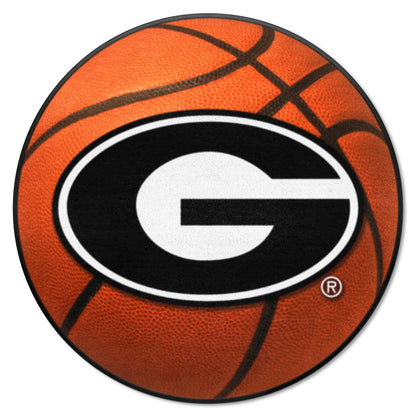 Georgia Bulldogs Basketball Rug - 27in. Diameter - G Primary Logo (Black Outline), Orange