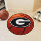 Georgia Bulldogs Basketball Rug - 27in. Diameter - G Primary Logo (Black Outline), Orange