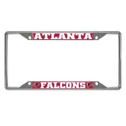 Atlanta Falcons Chrome Metal License Plate Frame, 6.25in x 12.25in