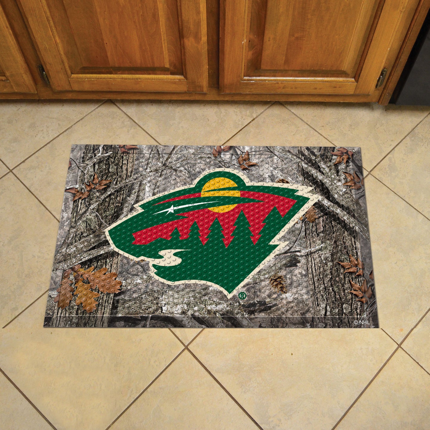 Minnesota Wild Rubber Scraper Door Mat, Camo Color