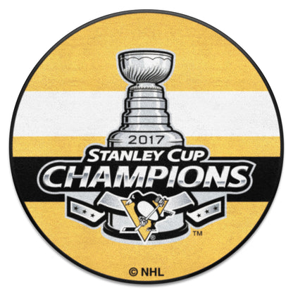 Pittsburgh Penguins 2017 NHL Stanley Cup Champions Hockey Puck Rug - 27in. Diameter