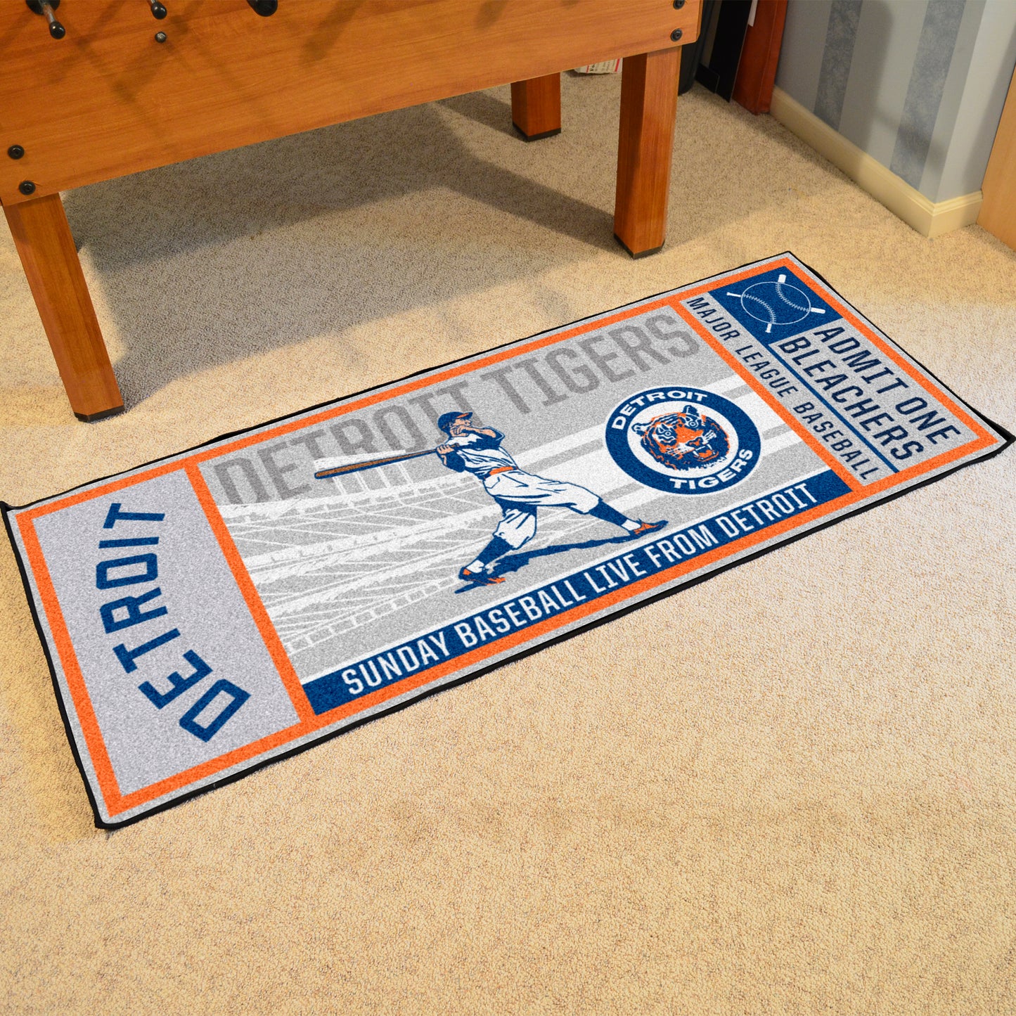 Detroit Tigers Ticket Runner Rug - 30in. x 72in. - Retro Collection, 1964 Detroit Tigers