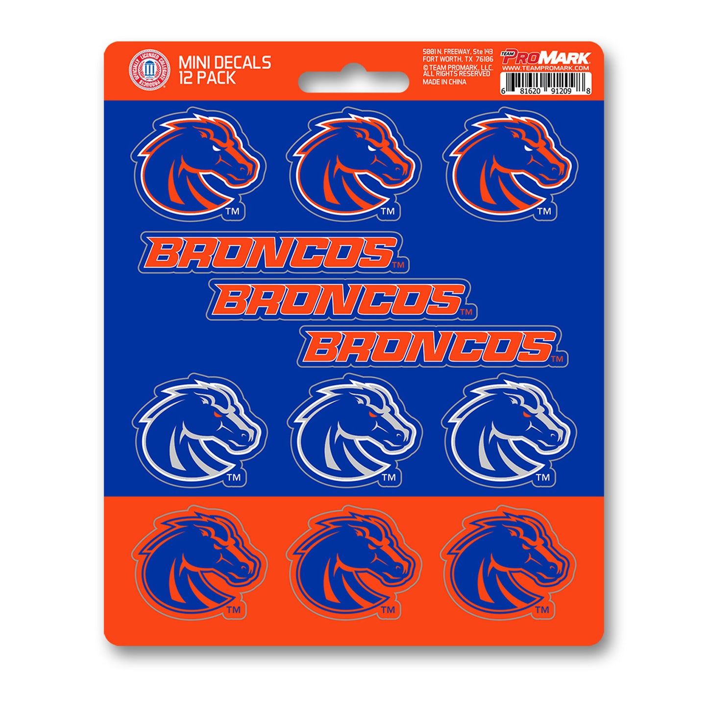 Boise State Broncos 12 Count Mini Decal Sticker Pack