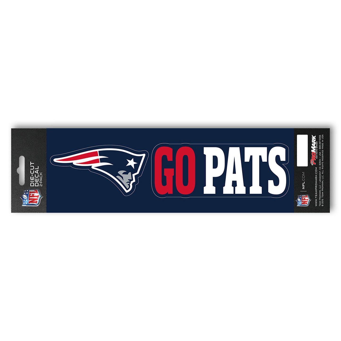 New England Patriots 2 Piece Team Slogan Decal Sticker Set - "Go Pats"