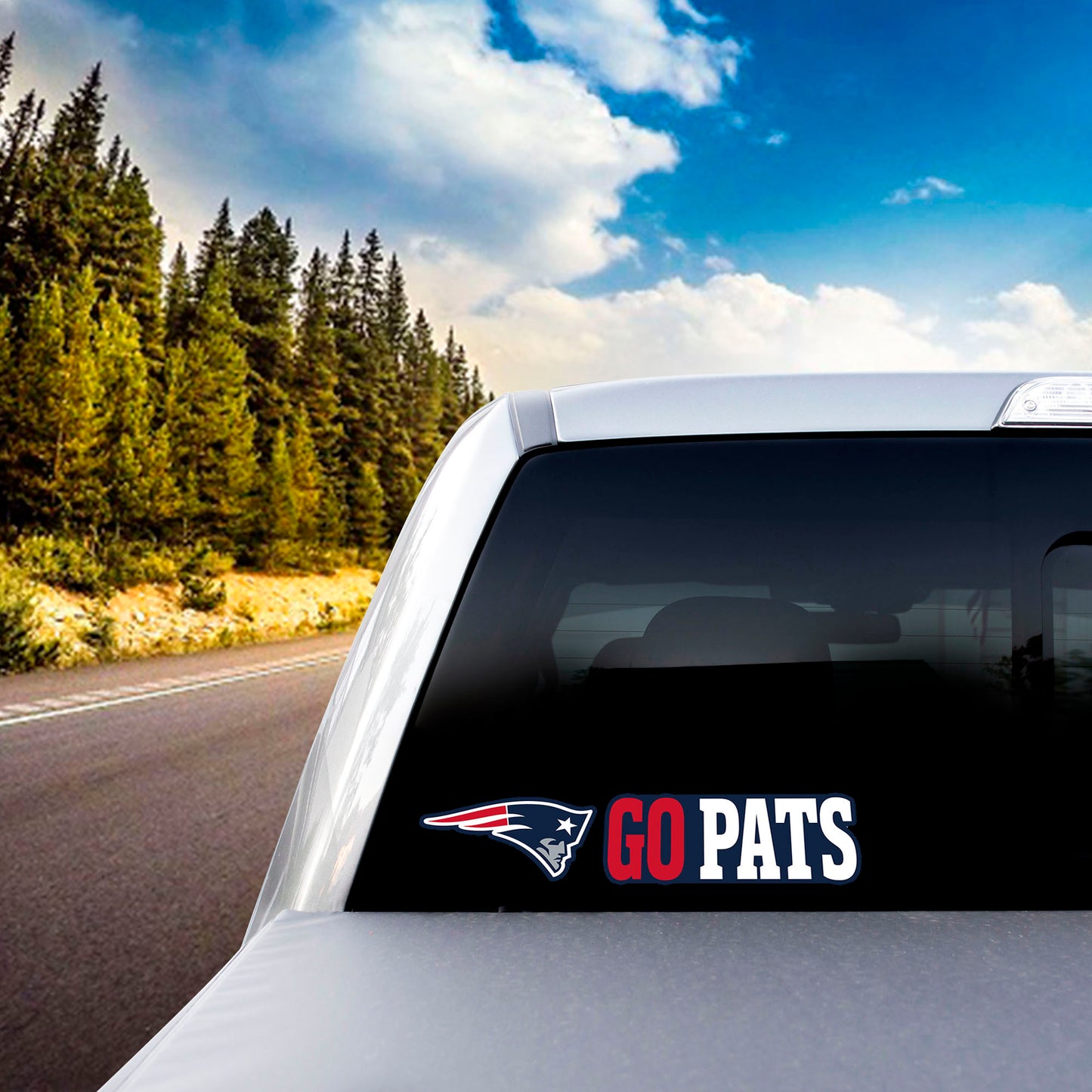 New England Patriots 2 Piece Team Slogan Decal Sticker Set - "Go Pats"