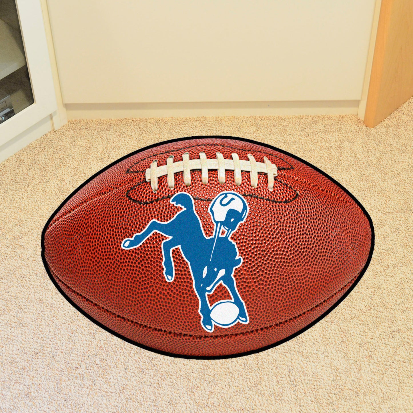 Indianapolis Colts Football Rug - 20.5in. x 32.5in. NFL Retro Logo, Bucking Colt Logo