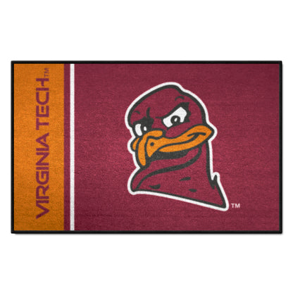 Virginia Tech Hokies Starter Mat Accent Rug - 19in. x 30in. - Uniform Design, Hookie Bird Logo