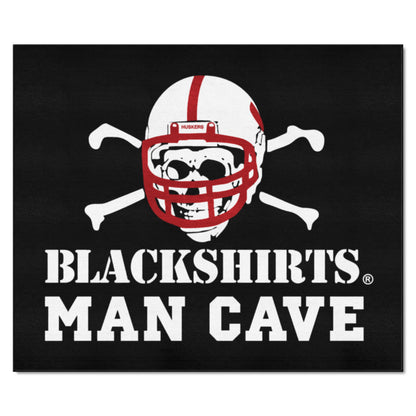 Nebraska Cornhuskers Man Cave Tailgater Rug - 5ft. x 6ft. - Blackshirts Alternate Logo, Black
