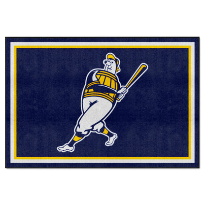 Milwaukee Brewers 5ft. x 8 ft. Plush Area Rug - "Barrell Man" Logo