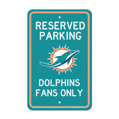 Miami Dolphins Team Color Reserved Parking Sign Décor 18in. X 11.5in. Lightweight
