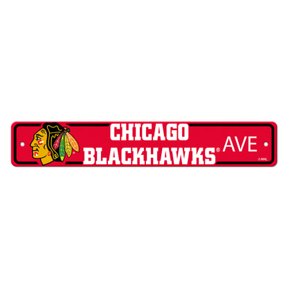 Chicago Blackhawks Team Color Street Sign Décor 4in. X 24in. Lightweight