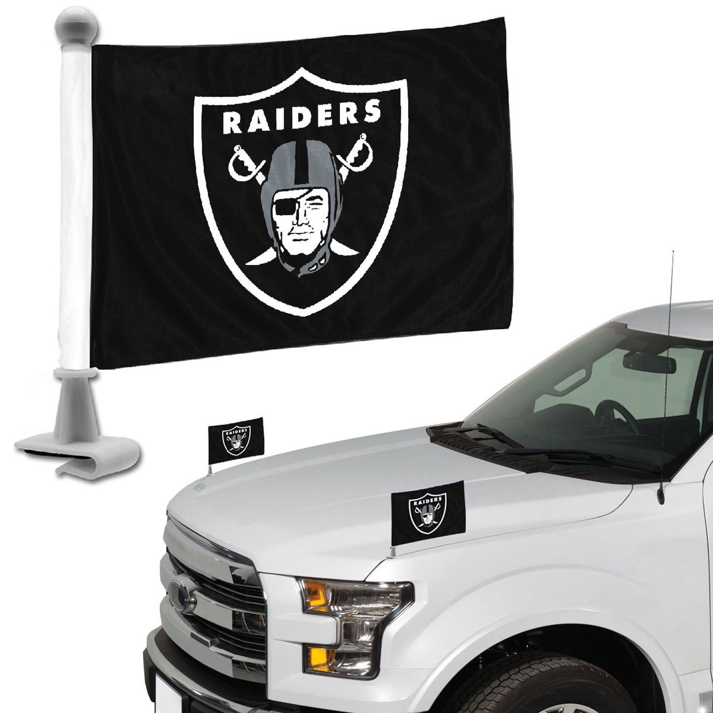 Las Vegas Raiders Ambassador Car Flags - 2 Pack Mini Auto Flags, 4in X 6in, Black