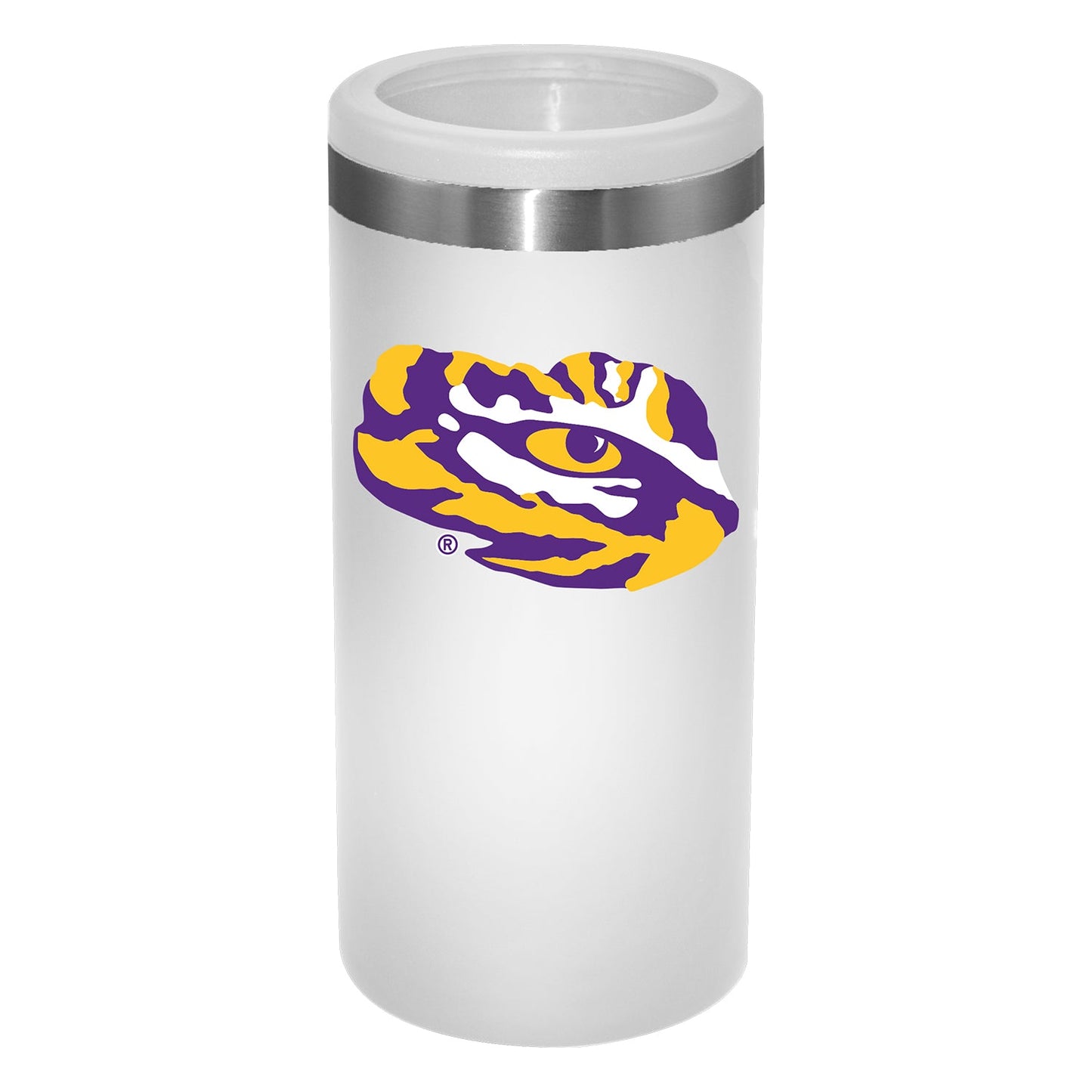 12oz White Slim Can Holder | LSU Tigers