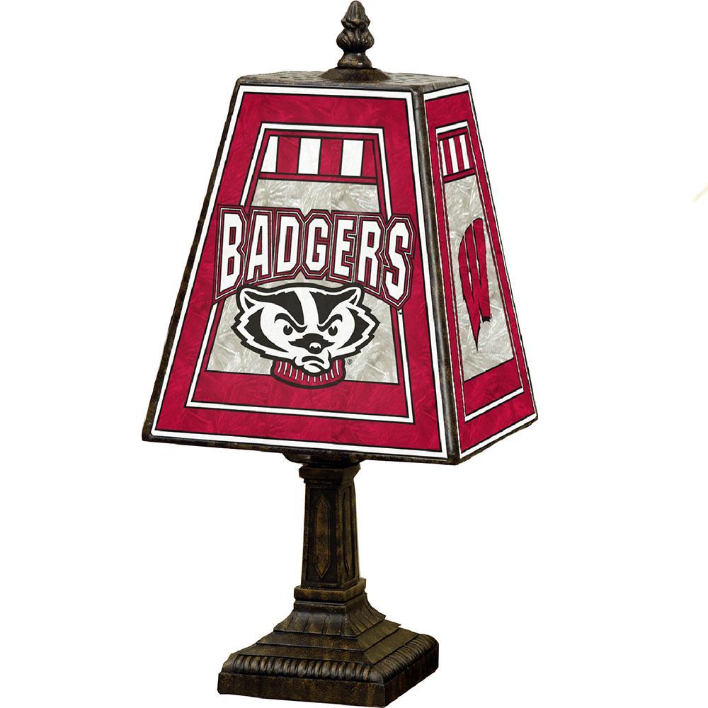 14 Inch Art Glass Table Lamp | Wisconsin Badgers