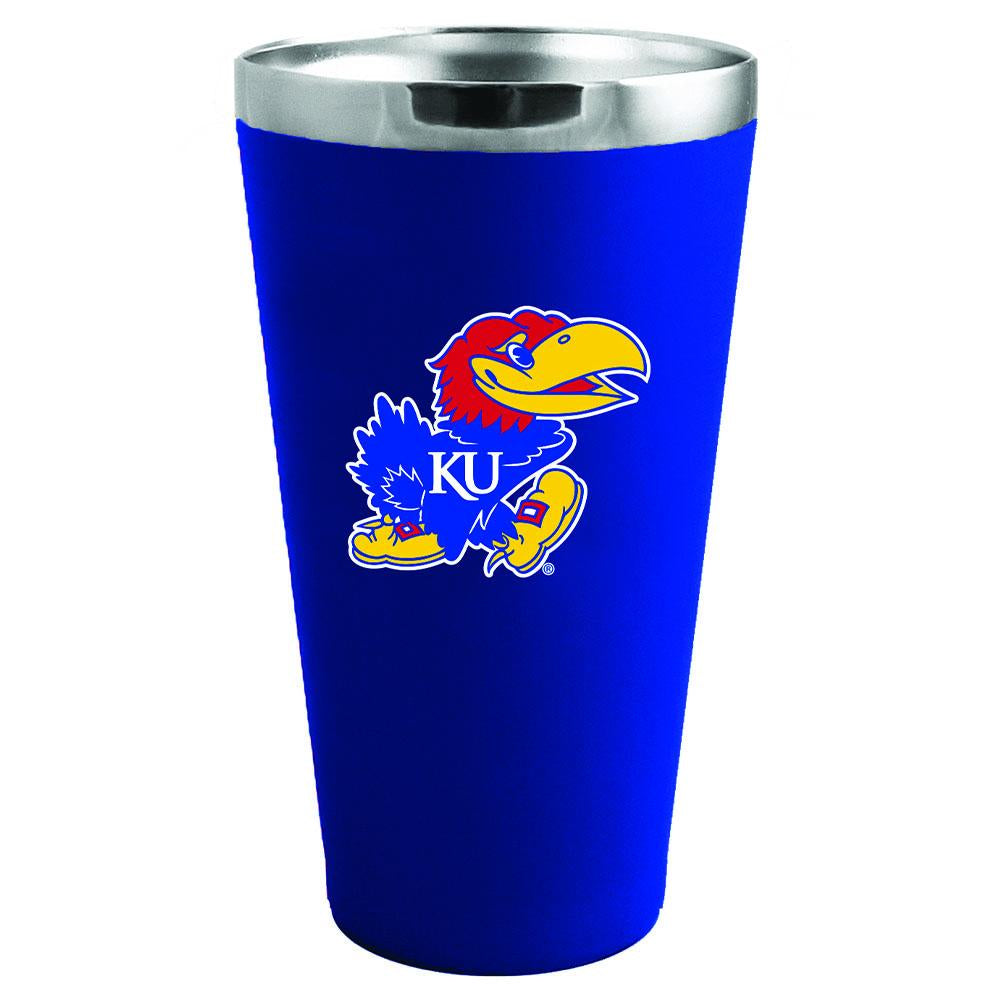 16oz Matte Finish Stainless Steel Pint Glass | Kansas Jayhawks