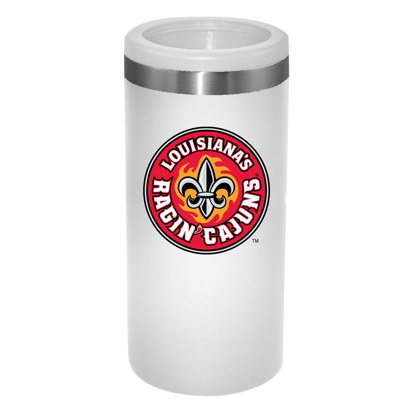 12oz White Slim Can Holder | Louisiana-Lafayette Ragin Cajuns