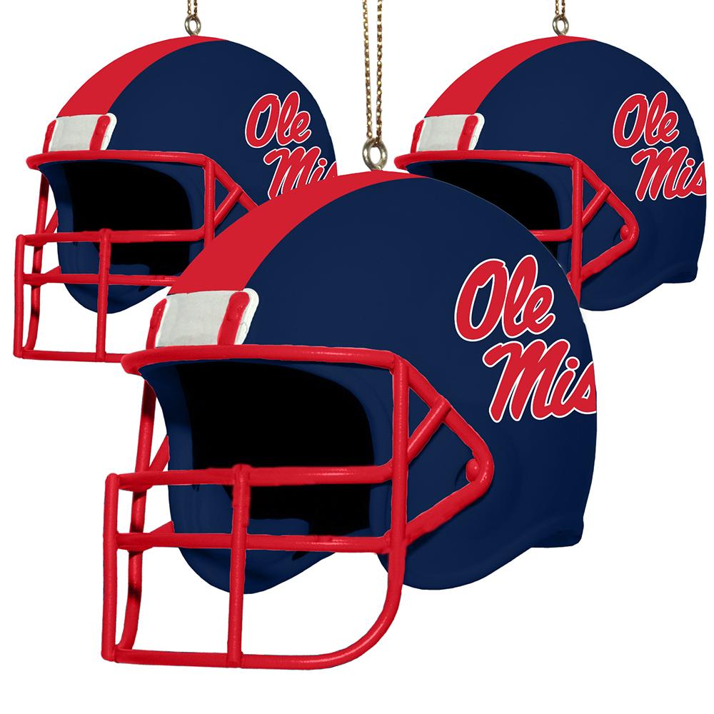 3 Pack Helmet Ornament - Mississippi University