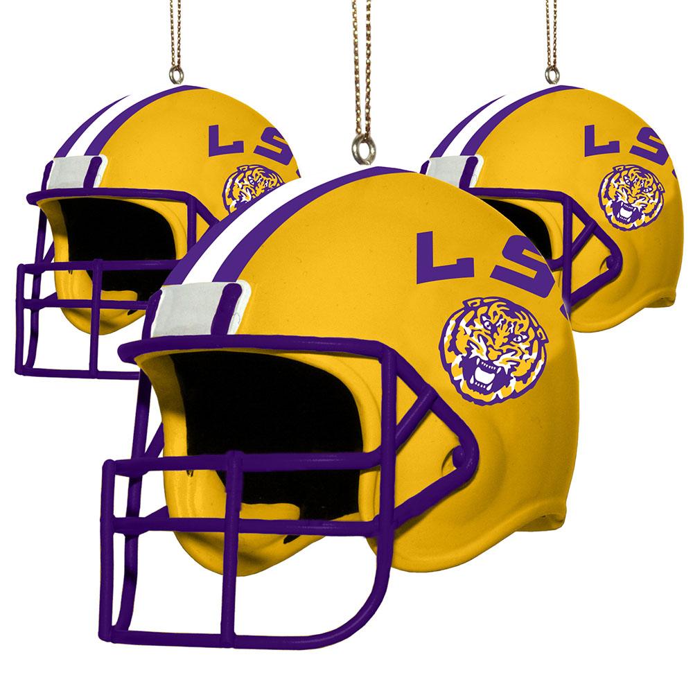 3 Pack Helmet Ornament - LSU Tigers