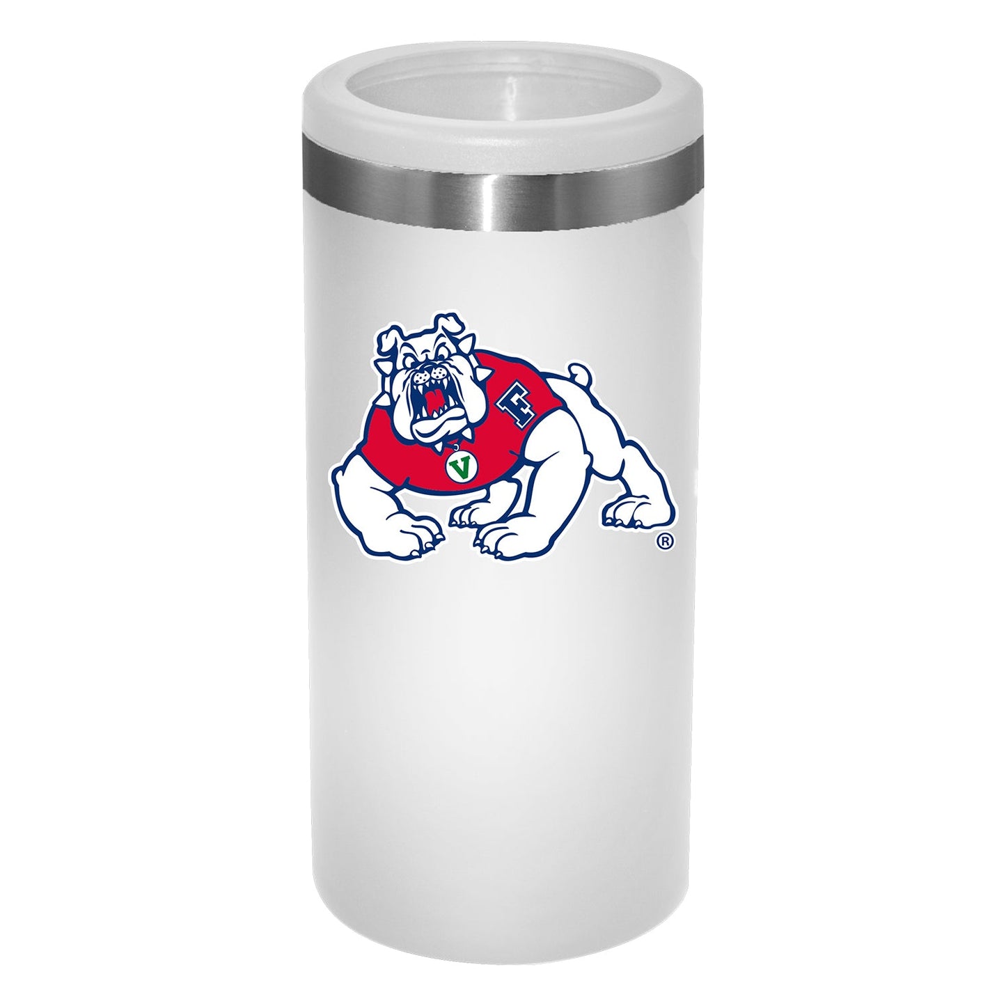 12oz White Slim Can Holder | Fresno State Bulldogs