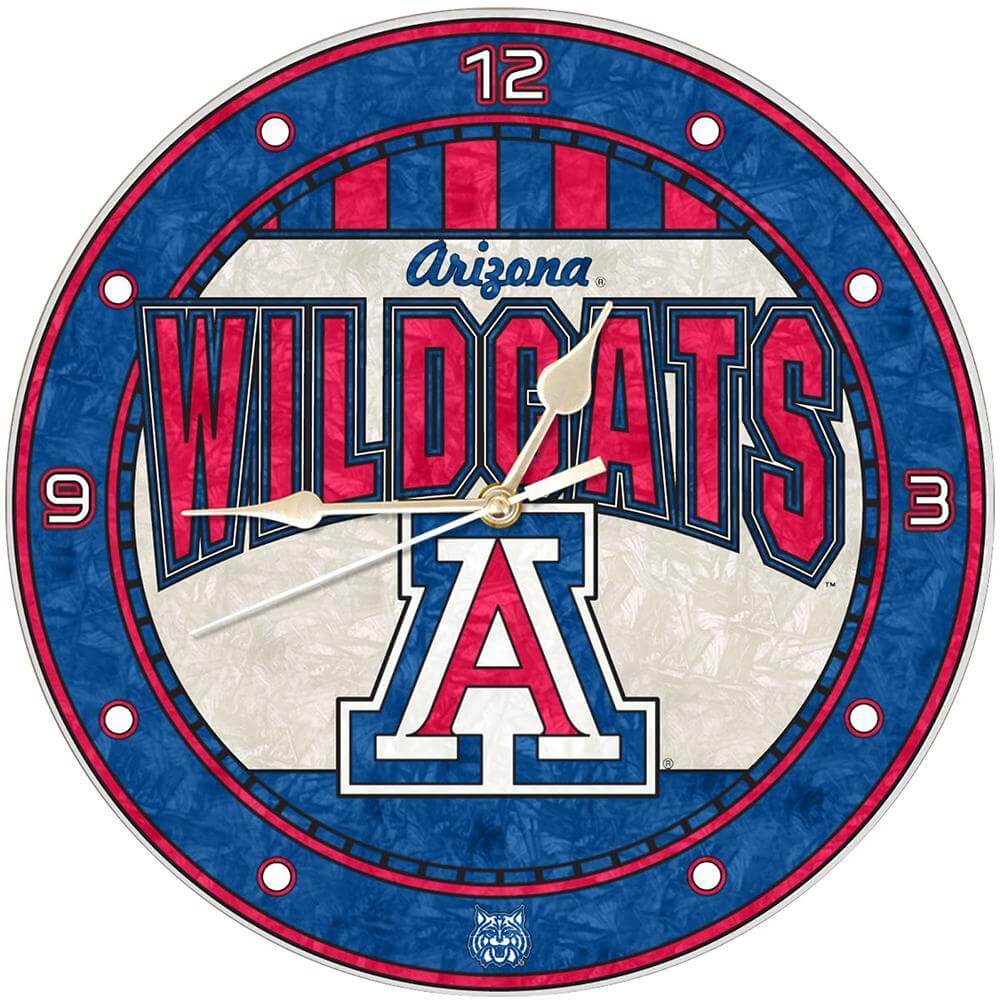 12 Inch Art Glass Clock | Arizona Wildcats