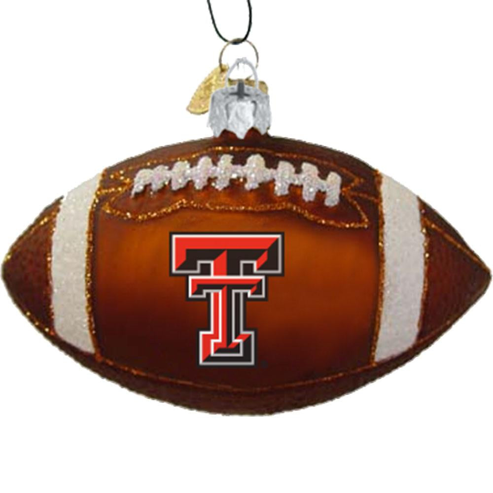 Blown Glass Football Ornament | Texas Tech University