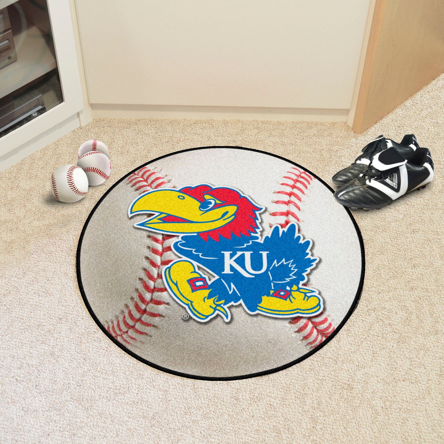 Kansas Jayhawks Baseball Rug - 27in. Diameter