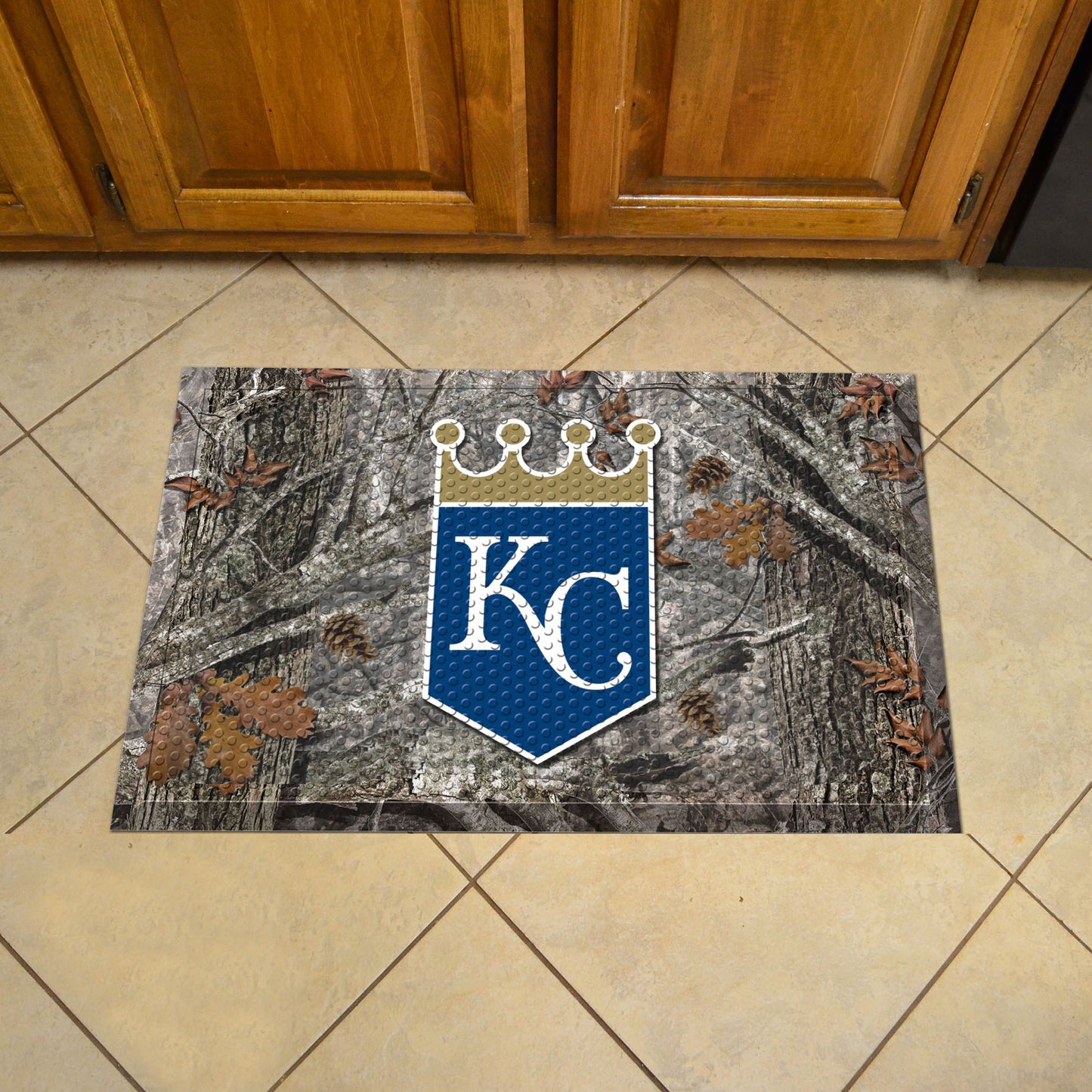 Kansas City Royals Rubber Scraper Door Mat, Camo Color