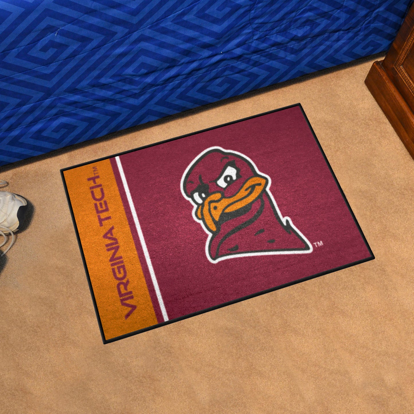 Virginia Tech Hokies Starter Mat Accent Rug - 19in. x 30in. - Uniform Design, Hookie Bird Logo