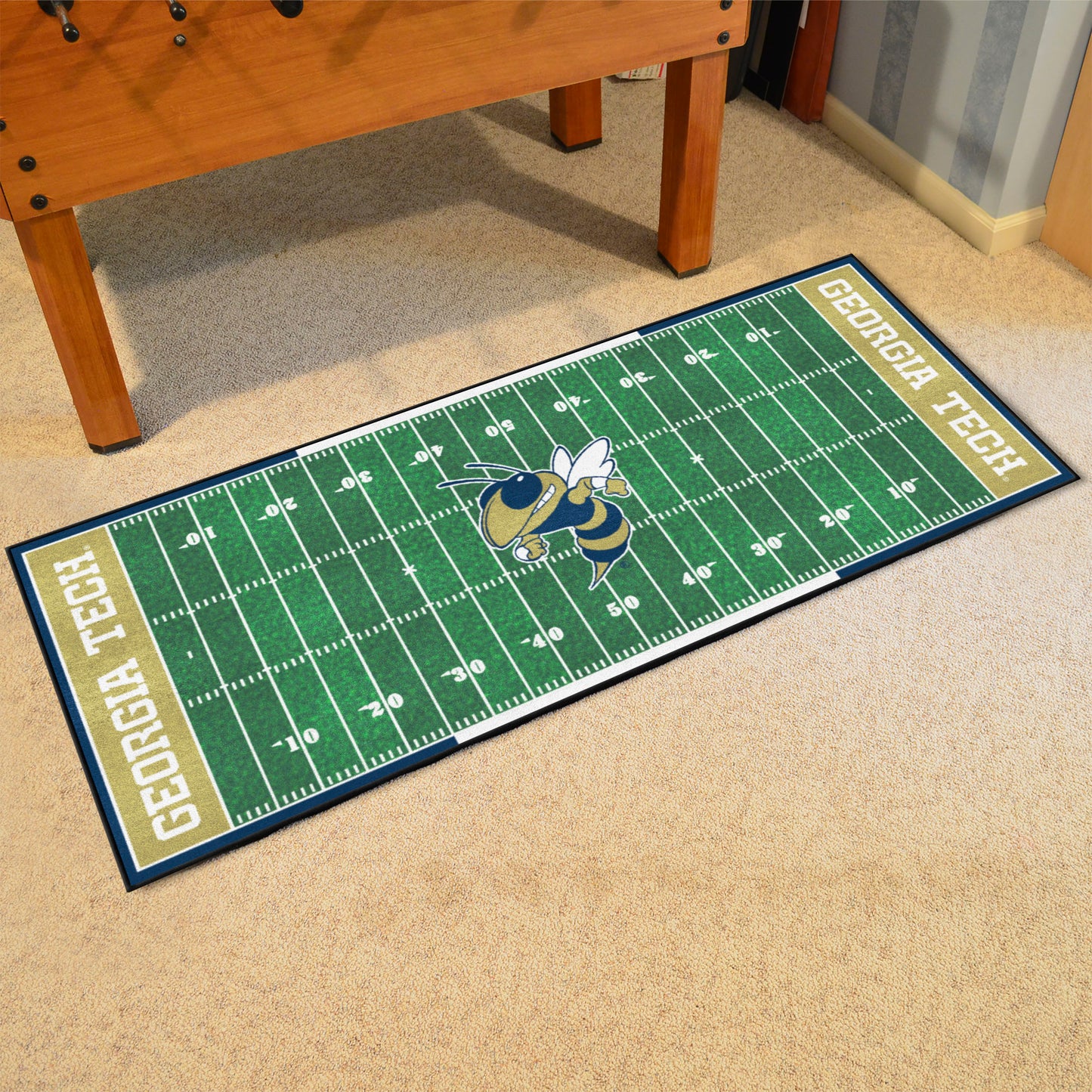 Georgia Tech Yellow Jackets Field Runner Mat - 30in. x 72in. - "Buzz" Logo