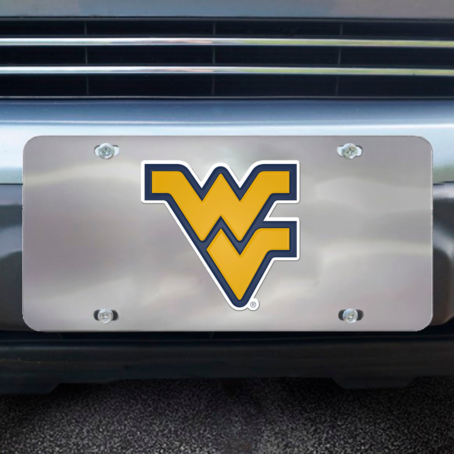 West Virginia Mountaineers 3D Stainless Steel License Plate