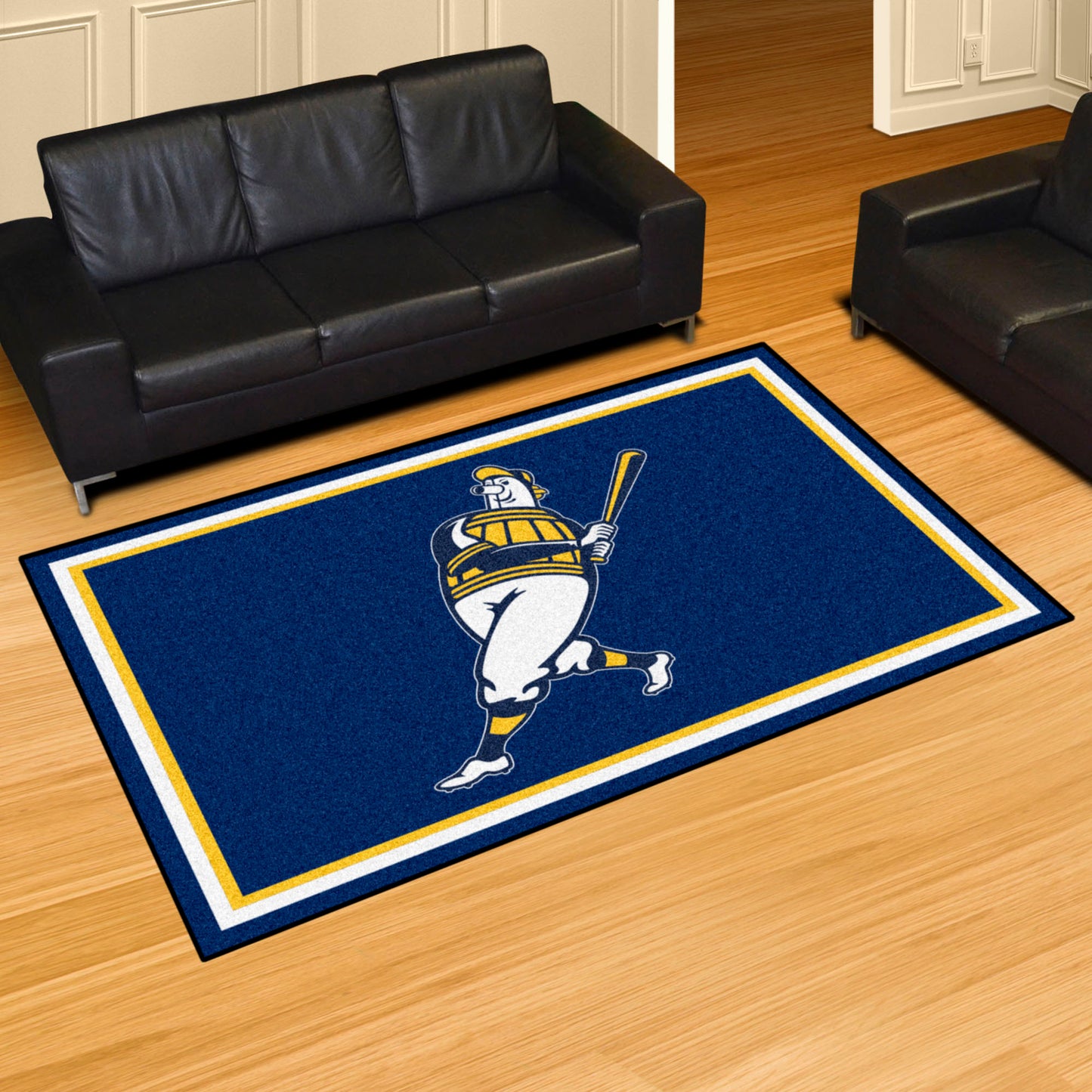 Milwaukee Brewers 5ft. x 8 ft. Plush Area Rug - "Barrell Man" Logo